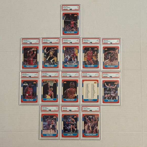 1986-87 FLEER BASKETBALL COMPLETE SET 1-132 11 stickers PSA Jordan Barkley Magic - Picture 2 of 16